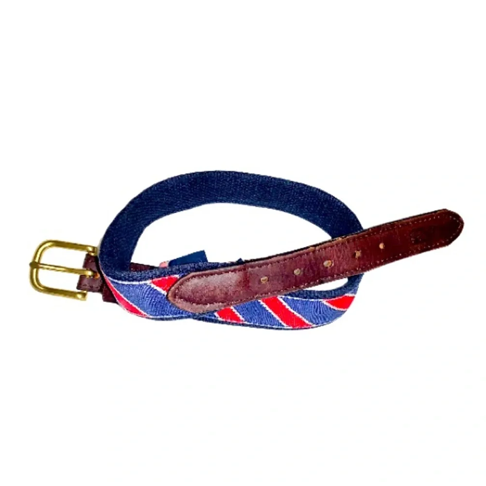Vineyard Vines Sz 24 red blue leather belt youth boys size 24